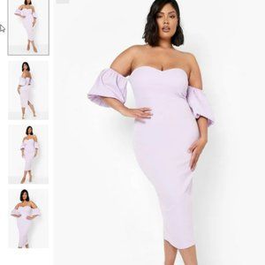 Plus Off The Shoulder Puff Sleeve Midaxi Dress